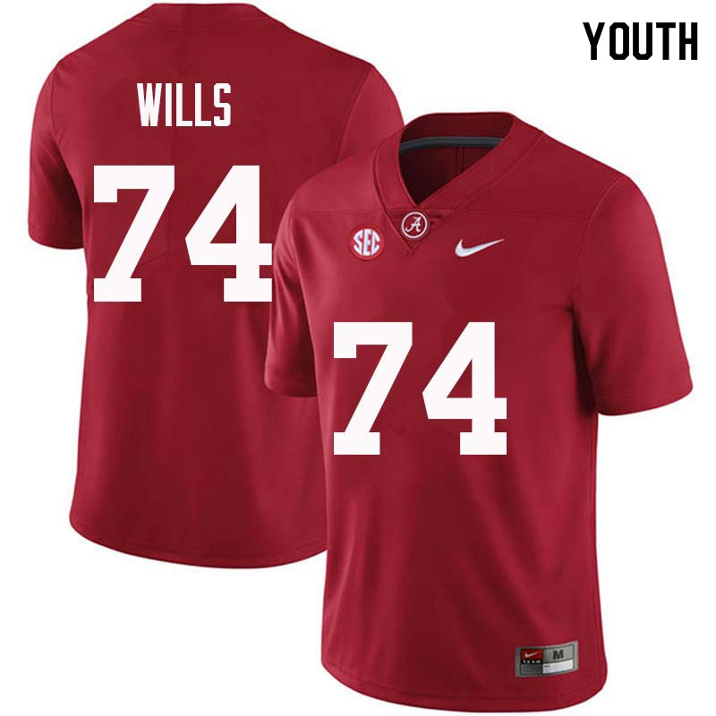 Alabama Crimson Tide Youth Jedrick Wills #74 Crimson NCAA Nike Authentic Stitched College Football Jersey GC16T76SY